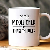 voordelige Mokken &amp; Bekers-Gepersonaliseerde cadeaumok voor het middelste kind, met aangepaste naam, keramische koffiemok, wie maakt de regels, 11/15 oz, witte verjaardag, kerstmis, familie, humor, koffiemokken, bekers