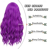 Недорогие Карнавальные парики-Карнавальный парик 2026 Фиолетовый Зеленый Оранжевый Кудрявый Волнистый Длинные Синтетический фестивальный парик Вторник на масляной неделе Парад Волосы для косплей-костюма для Женский