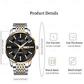 baratos Relógios Quartz-Relógio de Pulso Masculino Avançado Relógio de Quartzo Fashion Masculino Case de Aço Inoxidável Strap Data do Calendário Dial Luminosa A Melhor Opção de Presente para Homens