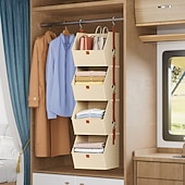 levne Úložiště a organizování-1/2dílný odnímatelný 4patrový závěsný úložný koš do šatníku, vícevrstvý organizér na oblečení a tašky s vysokou kapacitou, dělený úložný prostor, skládací doplněk do šatníku vhodný pro organizaci