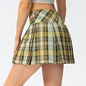 זול חצאיות וחצאיות קצרות לנשים-בגדי ריקוד נשים משובץ / משבצות אחיד חצאית קז'ואל חצאית טניס חצאיות קפלים חצאית ספורט אלסטי תומך זיעה נושם טניס פיקלבול יוגה תחתיות שחור לבן צהוב בגדי טניס