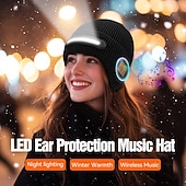cheap Beanie Headphones-Knitted Headlight Hat New Outdoor LED Lighting Hat USB Rechargeable 1.5-3W Power Supply Battery Button Control Type-C Charging Suitable for Night Cycling and Running Headwe Valentine's Day Gift
