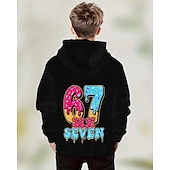 abordables Humor Divertido 3D del Niño-Chico 3D Graphic Jerga divertida 67 Sudadera Pullover Manga Larga Impresión 3D Primavera Otoño Deportes Moda Ropa de calle Niños 4-12 años Con Capucha Exterior Casual Diario Ajuste regular