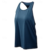 abordables Chemise pour femmes-Femmes Couleur Unie Débardeur Tee Shirt Fitness Ample Élastique Évacuation de la transpiration Respirant Tennis Pickleball Yoga Col ras du cou Top Noir Bleu Violet Vêtements de tennis