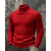 abordables Pull col rond-Homme Pull Pull Tricoté Côtelé Tricoter Hauts Réguliers Tricoté Couleur Unie Col roulé Mode Streetwear Occasionnel Tenue quotidienne Vêtement Tenue Automne Hiver Noir Blanche S M L