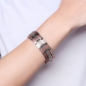 billiga Hemutrustning-herrmagnetiskt armband - tre rader stark magnet - justerbart magnetiskt pärlarmband, elegant smycke i legering som present till pappa, mamma, jul, födelsedag, flera färger, herrmagnetiskt armband