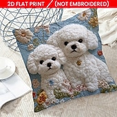  Capa de almofada decorativa com estampa plana 2D de gato preto, com bordado decorativo para sofá. O detalhe em bordado falso no centro adiciona um toque divertido e charmoso à sala de estar.