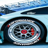 رخيصةأون أدوات حماية وتصميم هيكل السيارات-8 قطع/مجموعة ملصقات ديكور لإطارات السيارات ضبط السيارة ملصقات ثلاثية الأبعاد دائمة من مادة البولي فينيل كلوريد ملصقات حروف تسمية السيارات للأداء