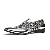 economico Mocassini-scarpe slip-on da uomo con stampa leopardata: calzature casual eleganti con dettagli dorati lucidi, ideali per feste, uscite serali ed eventi speciali