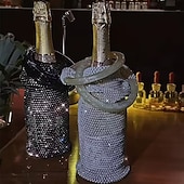 economico Organizzazione spazi-Borsa per vino con strass lucidi - elegante rete elastica con manico rotondo perfetta per matrimoni, compleanni e feste - riutilizzabile ed elegante, adatta a vari temi per occasioni speciali