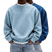 preiswerte Einfache Sweatshirts-Herren Sweatshirt Pullover Lila + Blau Marineblau + Dunkelgrau Dunkelgrün + Gelb Hellgrün + Marineblau Hellblau + Hellgrün Rundhalsausschnitt Einfach Oversize Sport &amp; Outdoor Lässig Täglich