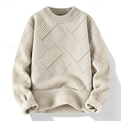 economico maglione pullover da uomo-Per uomo Felpa Maglione A Coste Maglia Top Regolari Lavorato a maglia Slim Fit A righe Girocollo Maglieria Contemporaneo Casuale Abbigliamento quotidiano Abbigliamento Autunno &amp; Inverno Nero Cachi M