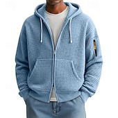 economico Felpa Tattica-Per uomo Felpa con cappuccio Felpa con cappuccio a zip intera Felpa con cappuccio a nido d&#039;ape Felpa con cappuccio tattica Blu marino Verde Grigio chiaro Azzurro Con Cappuccio Semplice Cerniera