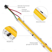 olcso Plug Strip Lights-dc24v cob cct ic címezhető led szalag fcob cct ws2811 ic chasing nagy sűrűségű hangolható 3000k-6000k CRI 90 IP30 LED szalag beltéri barkács dekorációhoz (opcionális SPI vezérlő)