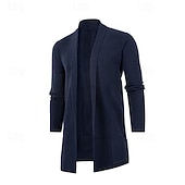 preiswerte Herren Strickjacke-Herren Pullover Strickjacke Gerippt Stricken Tunika Gestrickt Einfach Schalkragen Urlaub Mode Lässig Alltagskleidung Bekleidung Frühling &amp; Herbst Schwarz Burgunderrot M L XL