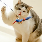 cheap Cat Toys-Handfree Bird/Feather Cat Wand with Bell Powerful Suction Cup Interactive Toys for Cats Kitten Hunting Exercise Pet Products
