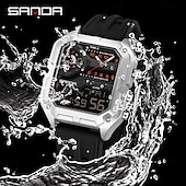 cheap Digital Watches-SANDA 6278 Brand Fashion Men's Electronic Watch Multifunction Alarm Clock Luminous Calendar Sports Digital Watches