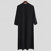 Недорогие Халаты-Муж. Домашняя одежда Ночная рубашка Ночная сорочка Полотняное плетение Стиль Удобная обувь Дом Повседневные Хлопок Мягкий Дышащий Вырез под горло Длинный рукав Весна Осень Черный Темно синий