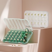 economico deposito bagagli e viaggi-Portapillole portatile con 21/28 scomparti, dispenser per farmaci settimanale, grande scomparto diviso, adatto per vitamine e farmaci quotidiani, ideale per viaggi, casa o come regalo.