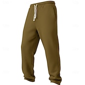 cheap Straight Leg-Men's Waffle Sweatpants Trousers Straight Leg Sweatpants Waffle Pants Drawstring Elastic Waist Plain Breathable Full Length Casual Daily Outdoor Vacation Classic Style Black White Micro-elastic