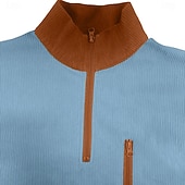 preiswerte Cordhosen T-Shirts-Herren Cordhemd T-Shirt Langarmshirt Herrenhemden mit Ellbogenflicken Langarm Reißverschluss Herbst Winter Herbst Winter Farbblock Täglich Strukturiert Lässig Reißverschluss Oversize Locker Lässig