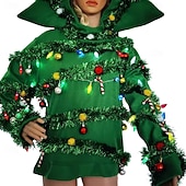 Недорогие Костюмы для взрослых-светящиеся рождественские елки, толстовка, карнавальный костюм для мужчин и женщин, рождественский костюм для взрослых, рождественский новогодний комбинезон для выступлений и вечеринок