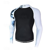 billige One Pieces Rash Guards-Herre Rash-guard Svømmeskjorte UPF50+ Hurtigtørkende Lettvekt Langermet Ikke-Klø Klær Badedrakt Surfing Strand Vannsport Svømming Lapper Sommer