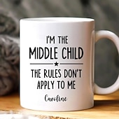 voordelige Mokken &amp; Bekers-Gepersonaliseerde cadeaumok voor het middelste kind, met aangepaste naam, keramische koffiemok, wie maakt de regels, 11/15 oz, witte verjaardag, kerstmis, familie, humor, koffiemokken, bekers