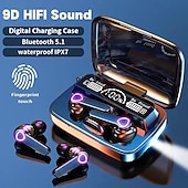 Недорогие Истинные беспроводные наушники (TWS)-9D стерео Bluetooth наушники TWS беспроводные Bluetooth 5.1 наушники водонепроницаемая спортивная гарнитура с шумоподавлением внутриканальные наушники с зарядным кейсом подарок на День Святого