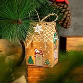 cheap Gift Wrapping &amp; Bag-Christmas Gingerbread House Candy Boxes, 24pcs (3 Designs 8 Each, with Stickers), Kraft Paper Gift Boxes, Advent Calendar Packaging