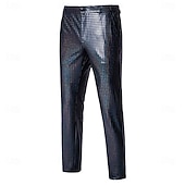 economico Sottile-Per uomo Pantaloni Pantaloni Eleganti Pantaloni con paillettes Pantaloni lucidi Pantaloni da ballo Tasca Semplice Comodità Lunghezza intera Feste Affari Quotidiano Moda Streetwear Argento Nero