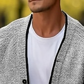 economico Maglioni Cardigan da uomo-Per uomo Maglione Jacquard Felpa Cardigan A Coste Maglia Top Regolari Lavorato a maglia Semplice Scollo a V Vacanza Moda Casuale Abbigliamento quotidiano Abbigliamento Primavera &amp; Autunno Autunno
