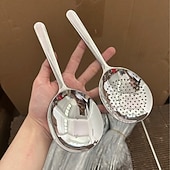 abordables Ustensiles et gadgets de cuisine-Lot de 2 louches en acier inoxydable pour servir la soupe et le riz, avec trou d'égouttage et manche isolant thermique. Ustensiles de cuisine pour un usage quotidien.