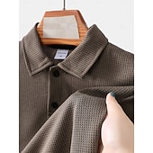 お買い得  Polo classica da uomo-Men's Waffle Polo Shirts Textured Casual Sports Lapel Ribbed Polo Collar Short Sleeve Fashion Basic Plain Classic Plain Summer Spring Regular Fit White Waffle Polo Shirts
