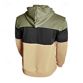 preiswerte Basic-Hoodies für Herren-Herren Kapuzensweatshirt Pullover Kapuzensweatshirt Aprikose Weinrot Schwarz Weiß Armeegrün Mit Kapuze Farbblock Einfach Patchwork Farbblock Kängurutasche Sport &amp; Outdoor Lässig Täglich Streetwear