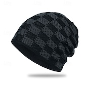 levne Čepice s čepicí-Pánské Unisex Čepice Beanie Zimní čepice Kulichy Pletená čepice Zimní čepice Beanie Černá Khaki Polyester Pletený Prodyšné Útulný Denní nošení Jdeme ven Pléd Větruvzdorné Teplý