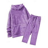 preiswerte einfache Trainingsanzüge-Zweiteiliger Fleece-Trainingsanzug für Herren – schwerer Hoodie und Jogginghose, einfarbige Sport-Streetwear mit Taschen