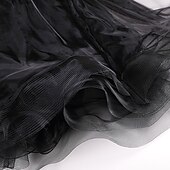 economico Sala da Ballo Standard-Abito da allenamento per ballo da sala da donna, elegante, nero, con maniche in pizzo, scollo a barca, valzer, tango, rumba moderna