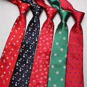 baratos Gravatas e Laços Borboleta para Homem-Homens Gravatas Gravata de Natal Moda Clássico Contemporâneo Moderno Padrão Floco de Neve Natal Festas &amp; Noite