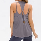 abordables Chemise pour femmes-Femmes Couleur Unie Débardeur Tee Shirt Fitness Ample Élastique Évacuation de la transpiration Respirant Tennis Pickleball Yoga Col ras du cou Top Noir Bleu Violet Vêtements de tennis