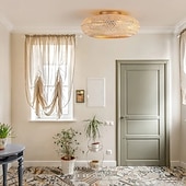 economico Lampade da soffitto con dimmer-ventilatore da soffitto in bambù con luce