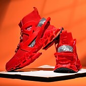 economico Scarpe da Corsa per Uomini-sneakers da uomo in rete rossa: design leggero con supporto ammortizzato, ideali per lo shopping natalizio e le occasioni festive