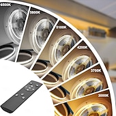 abordables Contrôle à distance-Ruban LED COB FCOB flexible haute densité 5 m (16,4 pi) 640 LED/m, température de couleur réglable 3000 K - 6000 K, IRC 90, intensité variable, pour chambre, cuisine, décoration intérieure, 24 V CC