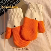 Недорогие отопление охлаждение-Забавные милые варежки с гусиным мехом для женщин, толстые теплые вязаные перчатки, мягкие новинки в виде животных для пар, уютный зимний подарок для рук для студентов и пар