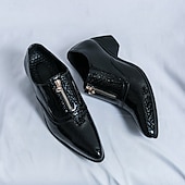 お買い得  オックスフォードシューズ-メンズ ブルー パテントレザー クロコダイルプリント ジッパー シューズ - イブニングウェアや高級な集まりに最適な高級フットウェア