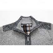 billiga cardigan tröja för män-Herr Tröja Cardigan Tröja Blixtlåströja Ribbad Sticka Vanliga toppar Dragkedja Lappverk Slät Hög krage Semester Mode Ledigt Dagliga kläder Kläder Vår &amp; Höst Höst vinter Blå Ljusgrå M L XL