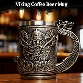 Недорогие Кружки и чашки-Кружка для кофе и пива с декором в стиле викингов и ручкой в виде дракона, подарки в стиле викингов для мужчин, пивные кружки для мужчин, средневековые украшения в стиле ренессанс, 18 унций