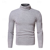 tanie sweter męski sweter-Męskie Sweter Sweter sweter Prążkowany Robić na drutach Zwykłe topy Dzianiny Dopasowany krój Równina Golf Dzianina Nowoczesny Codzienny Dzienne zużycie Odzież Jesień i zima Wino Czarny S M L