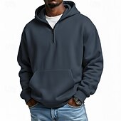 billige grunnleggende hettegensere for menn-Herre Hattetrøje Genser Hettegenser med glidelås Rosa Militærgrønn Lysegrønn Lyseblå Med hette عادي Lomme Quarter Zip Avslappet Daglig Sport &amp; Utendørs Polyester Gatemote Sportsklær Fritid Høst Vinter