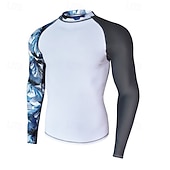 billige One Pieces Rash Guards-Herre Rash-guard Svømmeskjorte UPF50+ Hurtigtørkende Lettvekt Langermet Ikke-Klø Klær Badedrakt Surfing Strand Vannsport Svømming Lapper Sommer
